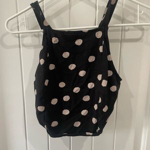 Urban Outfitters women’s size small black white polka dot crop top tie back
